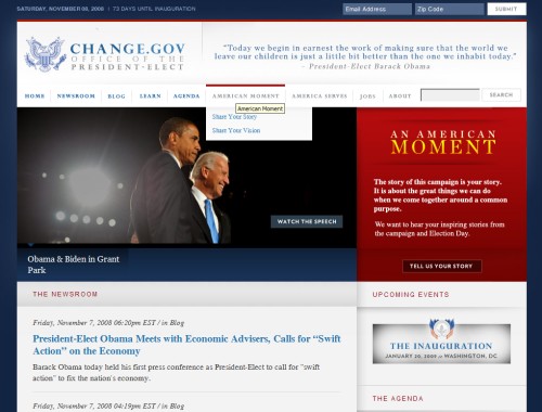 Screenshot change.gov