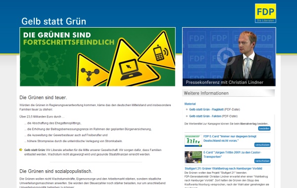 Screenshot "Gelb statt grün", http://www.gelb-statt-gruen.de